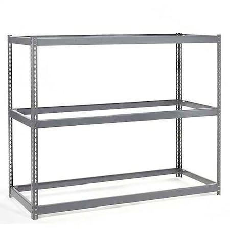 Wide Span Rack 48Wx48Dx96H, 3 Shelves No Deck 1200 Lb Cap. Per Level, Gray